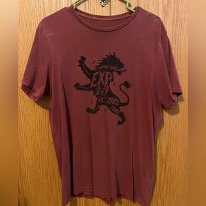 Express Mens’ Maroon Distressed T-Shirt
